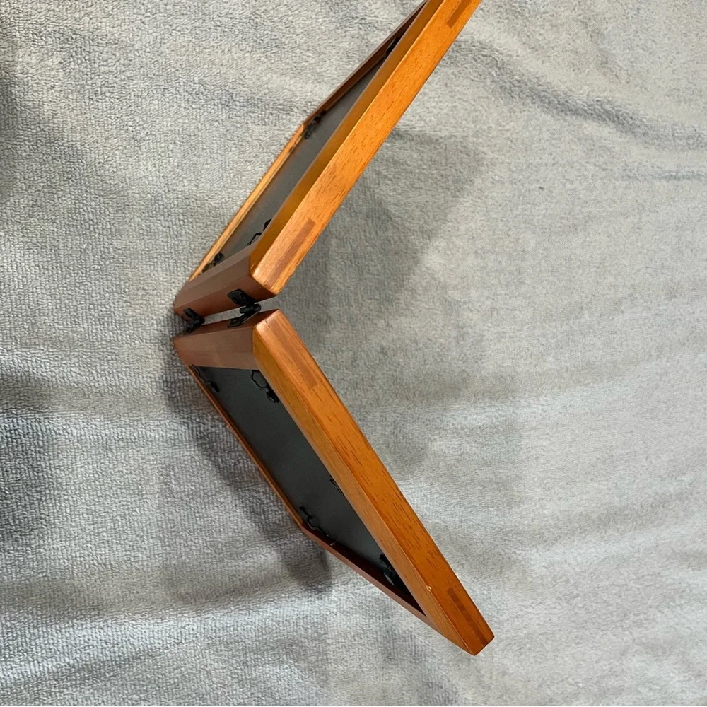 Elegant Brown Solid Wood Double Bifold Picture Frame‎ 5x7 Home Decor Memories